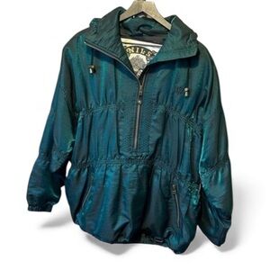 Nils vintage metallic Teal Snow Ski Snowboard Hooded Jacket Size 12